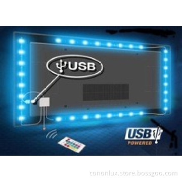 5V USB flexible strip light for TV,closet backlighting tape light with 0.5M/1M/2M remote controller